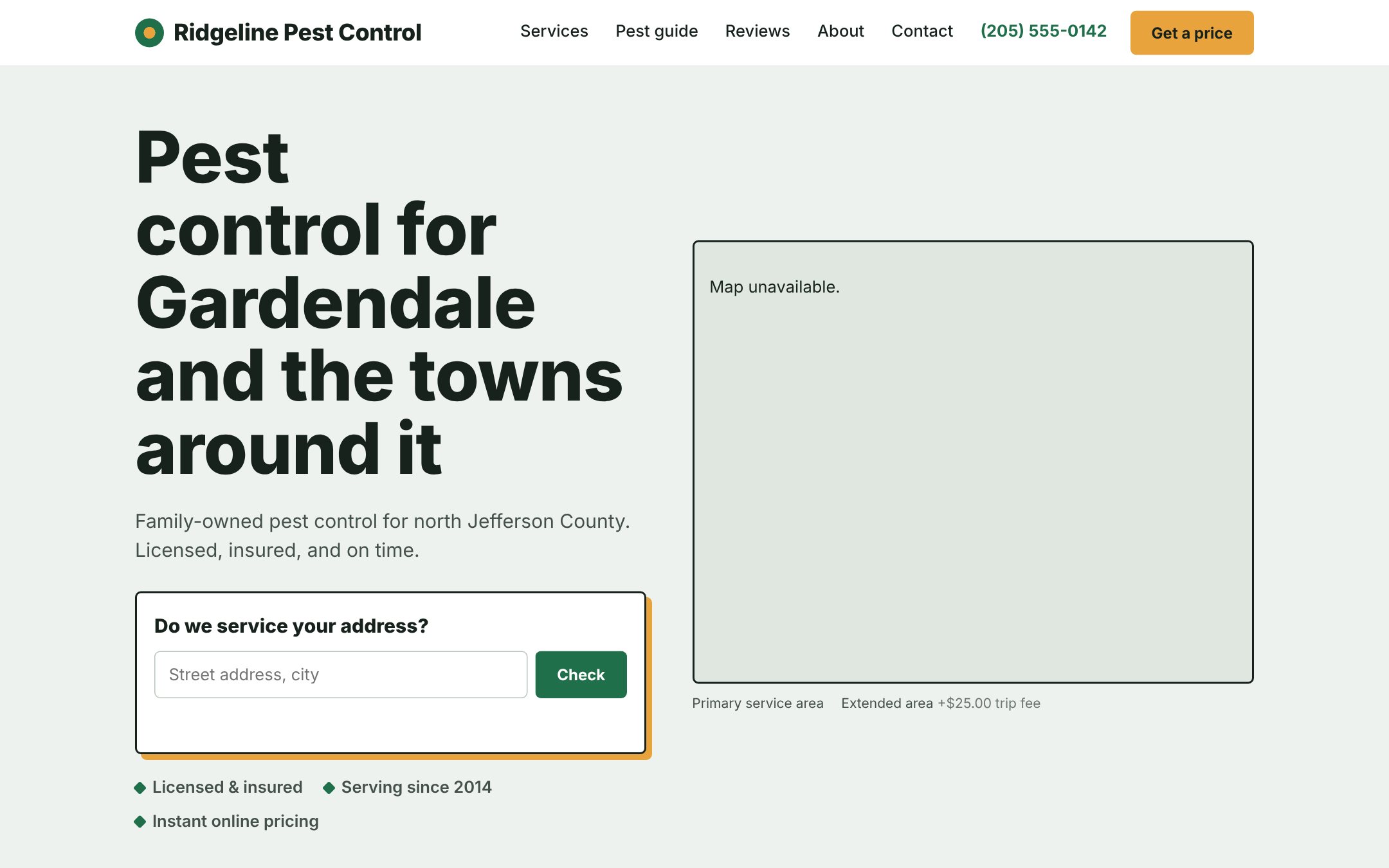 Public home page with the instant-quote button