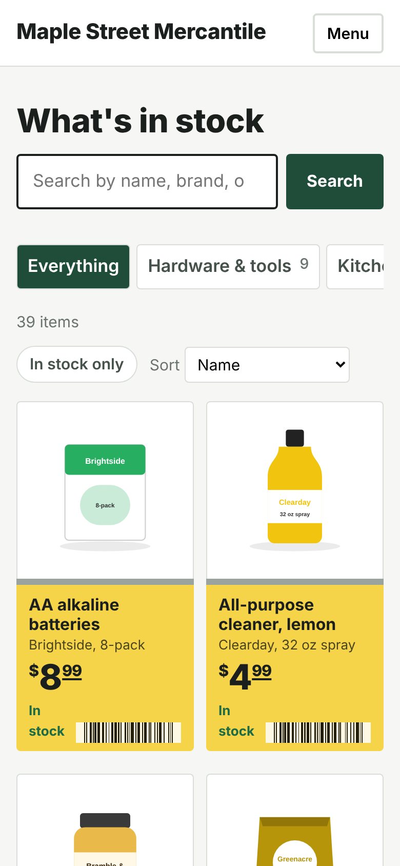 Live stock on a phone, straight from the register